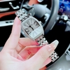 Set Đồng Hồ Nữ Roberto Era RE022 Dây Da Đen Mặt Chữ Nhật Đính Đá Size 36mm Tặng Kèm Dây Kim Loại Và Vòng Tay