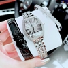 Set Đồng Hồ Nữ Roberto Era RE022 Dây Da Đen Mặt Chữ Nhật Đính Đá Size 36mm Tặng Kèm Dây Kim Loại Và Vòng Tay