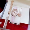 Set Đồng Hồ Nữ Roberto Era RE0843 Dây Da Hồng Size 32mm Kèm Bộ Dây Kim Loại Vàng Hồng Và Dây Chuyền