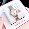 Set Đồng Hồ Nữ Roberto Era RE2900 Dây Kim Loại Demi Vàng Hồng Mặt Trắng Size 28mm Kèm Lắc Tay