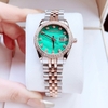 Đồng Hồ Nữ Roberto Era RE5670 Dây Demi Vàng Hồng Mặt Xà Cừ Xanh Lá Đính Đá Size 31mm