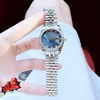 Set Đồng Hồ Nữ Roberto Era RE5663 Dây Silver Mặt Xà Cừ Đen Đính Đá Size 31mm