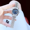 Set Đồng Hồ Nữ Roberto Era RE5663 Dây Silver Mặt Xà Cừ Đen Đính Đá Size 31mm