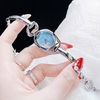 Set Đồng Hồ Nữ Roberto Era RE9102 Dây Lắc Tay Silver Mặt Xà Cừ Xanh Dáng Gucci Size 28mm