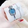 Set Đồng Hồ Nữ Roberto Era RE9102 Dây Lắc Tay Silver Mặt Xà Cừ Xanh Dáng Gucci Size 28mm