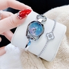 Set Đồng Hồ Nữ Roberto Era RE9102 Dây Lắc Tay Silver Mặt Xà Cừ Xanh Dáng Gucci Size 28mm