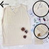 Áo ghile len cổ tim T001 da