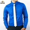 Áo sơ mi nam Facio Shop lụa trơn tay dài cổ bẻ S01