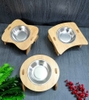 Chén đơn inox / nhựa đế gỗ
