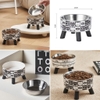 Chén gắn chân họa tiết mặt mèo & hoa lồng inox 14x9cm