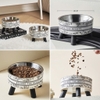 Chén gắn chân họa tiết mặt mèo & hoa lồng inox 14x9cm