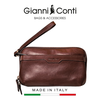 CLUTCH NAM MÀU NÂU DA THẬT 912103-28 – GIANNI CONTI - SẢN XUẤT THỦ CÔNG TẠI ITALY