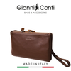 CLUTCH DA THẬT NAM MÀU NÂU ĐEN 582201-28 – GIANNI CONTI - SẢN XUẤT THỦ CÔNG TẠI ITALY