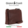 TÚI ĐEO CHÉO DA THẬT MÀU NÂU 914367-28 - GIANNI CONTI - SẢN XUẤT THỦ CÔNG TẠI ITALY