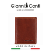 VÍ DA THẬT NAM MÀU NÂU VÀNG 917387-25 – GIANNI CONTI - SẢN XUẤT THỦ CÔNG TẠI ITALY