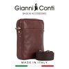 TÚI ĐEO CHÉO DA THẬT MÀU NÂU 912154-28 - GIANNI CONTI - SẢN XUẤT THỦ CÔNG TẠI ITALY