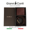 GIFT SET VÍ VÀ THẮT LƯNG DA THẬT MÀU NÂU ĐẬM 919969-28 – GIANNI CONTI - SẢN XUẤT THỦ CÔNG TẠI ITALY