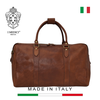 TÚI DU LỊCH DA BÊ MỀM CAO CẤP MÀU NÂU COGNAC 9277 -  MEDICI OF FLORENCE - SẢN XUẤT THỦ CÔNG TẠI ITALIA