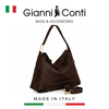TÚI XÁCH NỮ DA THẬT MÀU NÂU ĐEN 4464597-28 – GIANNI CONTI - SẢN XUẤT THỦ CÔNG TẠI ITALY