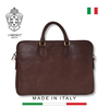 TÚI ĐỰNG LAPTOP DA VACCHETTA CAO CẤP 110-COFFEE -  MEDICI OF FLORENCE - SẢN XUẤT THỦ CÔNG TẠI ITALIA