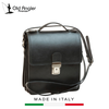TÚI ĐEO CHÉO NAM DA FULL-GRAIN LEATHER MÀU ĐEN – OLD ANGLER - SẢN XUẤT THỦ CÔNG TỪ ITALY