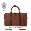 TÚI DU LỊCH DA BÊ MỀM CAO CẤP MÀU NÂU COGNAC 9277 -  MEDICI OF FLORENCE - SẢN XUẤT THỦ CÔNG TẠI ITALIA