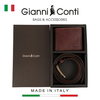 GIFT SET VÍ VÀ THẮT LƯNG DA THẬT MÀU NÂU ĐẬM 919969-28 – GIANNI CONTI - SẢN XUẤT THỦ CÔNG TẠI ITALY
