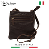 TÚI ĐEO CHÉO NAM DA THẬT MÀU NÂU ĐẬM 086161TM – OLD ANGLER - SẢN XUẤT THỦ CÔNG TỪ ITALY