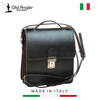 TÚI ĐEO CHÉO NAM DA FULL-GRAIN LEATHER MÀU ĐEN – OLD ANGLER - SẢN XUẤT THỦ CÔNG TỪ ITALY