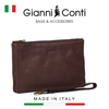 CLUTCH NAM MÀU NÂU DA THẬT 912201-28 – GIANNI CONTI - SẢN XUẤT THỦ CÔNG TẠI ITALY