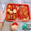 KHAY NHỰA ĐỰNG CƠM 4 NGĂN (Đỏ - Đen)