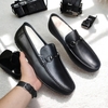 Giày Lười Nam Big Size Da Thật Size Lớn (45 46 47 48 49) - ĐEN