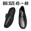 Giày Lười Nam Big Size Da Thật Size Lớn (45 46 47 48 49) - ĐEN