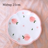 Bộ bát đĩa ?? Gốm Sứ Bát Tràng ?? bát đĩa decor,bộ Đào trắng hồng cao cấp GOMPHUQUY HTG02