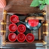 Bộ ấm chén uống trà ⚱ Gốm Sứ Bát Tràng ⚱ ấm trà cao cấp đỏ trúc men hỏa biến GOMPHUQUY TH02