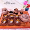 Bộ ấm chén uống trà ⚱  ấm trà Dẹt Nâu Gỗ Dừa ⚱ Gốm Sứ Bát Tràng GOMPHUQUY HN04
