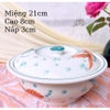 Bát đĩa decor ?? Gốm Sứ Bát Tràng ?? bộ bát đĩa Cá dễ thương, sứ trắng xanh đẹp GOMPHUQUY HTG01