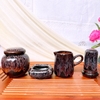 Bộ ấm chén quai sứ gốm sứ Bát Tràng, men hỏa biến cẩm lai đỏ đẹp decor GOMPHUQUY HN20