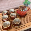Bộ ấm chén uống trà ⚱ Gốm Sứ Bát Tràng ⚱ ấm trà cau đỏ cao cấp men hỏa biến GOMPHUQUY SD01