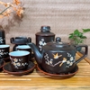 Bộ ấm chén uống trà ⚱ Gốm Sứ Bát Tràng ⚱ ấm trà Vuông cao câp tử sa GOMPHUQUY AC02