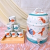 Bình đựng nước có vòi ⚱ Gốm Sứ Bát Tràng ⚱ bình 9 lit đựng nước lọc,bộ Cá decor GOMPHUQUY HTG04