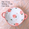 Bộ bát đĩa ?? Gốm Sứ Bát Tràng ?? bát đĩa decor,bộ Đào trắng hồng cao cấp GOMPHUQUY HTG02