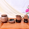 Bộ ấm chén uống trà ⚱  ấm trà Dẹt Nâu Gỗ Dừa ⚱ Gốm Sứ Bát Tràng GOMPHUQUY HN04