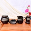 Bộ ấm chén uống trà ?? Gốm Sứ Bát Tràng ?? ấm trà quai sứ đen quệt decor đẹp GOMPHUQUY HN22