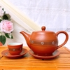 Bộ ấm chén uống trà ?? Gốm Sứ Bát Tràng ?? bộ ấm trà,Tử Sa hoa trắng cao cấp GOMPHUQUY AC08