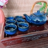 Bộ ấm chén uống trà ⚱ Gốm Sứ Bát Tràng ⚱ ấm trà xanh đen men hỏa biến GOMPHUQUY TH07