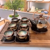 Bộ ấm chén uống trà men hoả biến