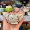 Bát đĩa decor,Mèo dễ thương ?? Gốm Sứ Bát Tràng ?? bộ bát đĩa sứ trắng hồng đẹp GOMPHUQUY HTG03