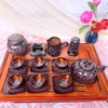 Bộ ấm chén quai sứ gốm sứ Bát Tràng, men hỏa biến cẩm lai đỏ đẹp decor GOMPHUQUY HN20