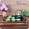 Bộ ấm chén uống trà ⚱ Gốm Sứ Bát Tràng ⚱ ấm trà xanh lá trúc men hoả biến GOMPHUQUY TH03